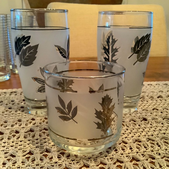 Set of 3 MCM Libbey autumn leaf glassware - Picture 1 of 4
